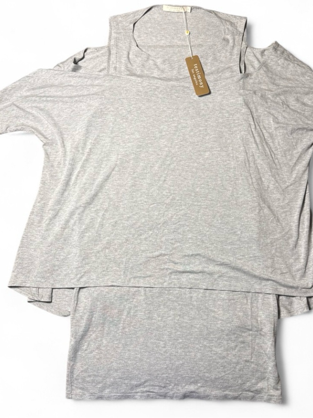 Testimony Cold Shoulder Layered Top NWT Gray Size XL $108 Retail